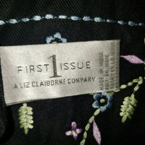 Liz Claiborne 100% viscose black‎ embroidery scarf - Picture 4 of 5